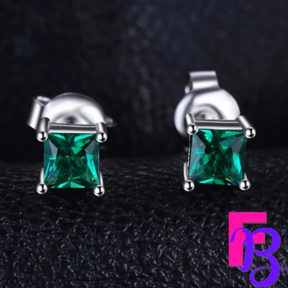 FingerBlingers Jewelry - 1.5 CTW Princess Cut Green Emerald Earrings